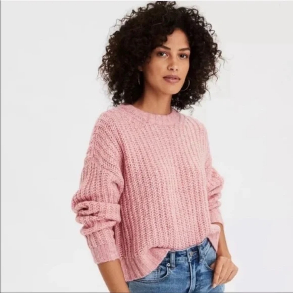 Chunky pink cropped sweater | size M